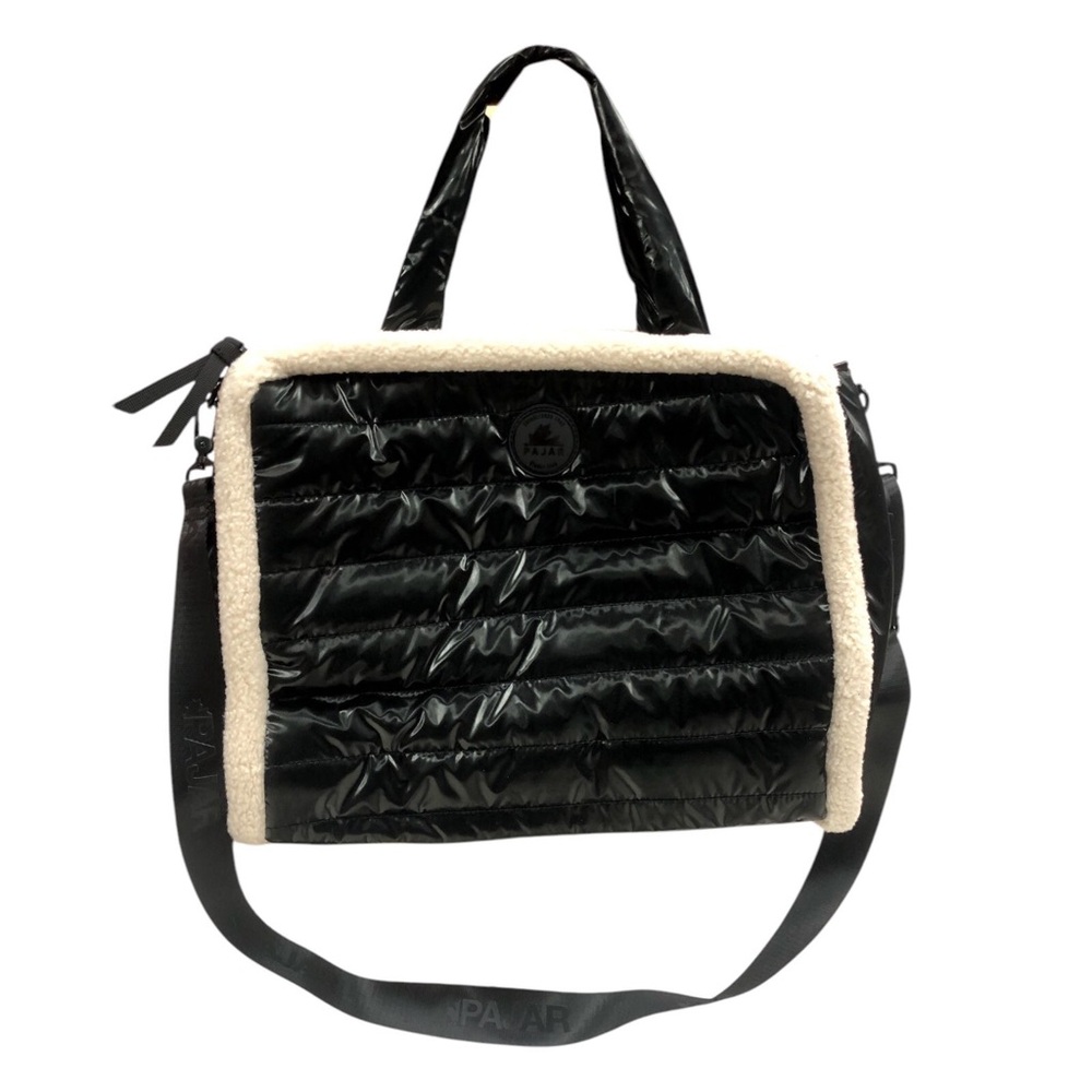 Michael Kors Black Quilted Laptop Bag with Cream Accents